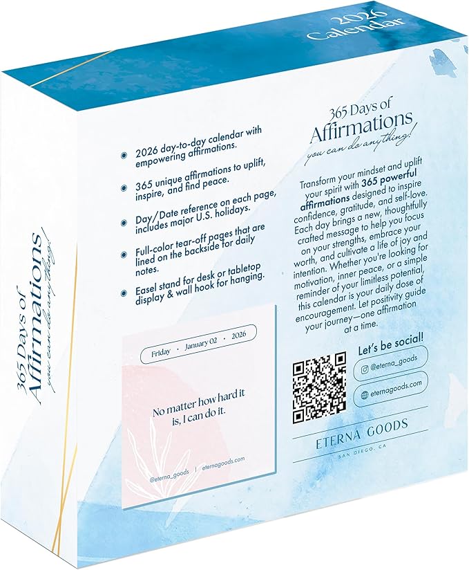 2026 Positive Affirmations Daily Desktop Calendar | 365 Days Of Affirmations To Motivate, Inspire, and Calm. Positive Self Care Daily Ritual To Nourish The Soul. Daily Rip Off Calendar To Encourage Positivity