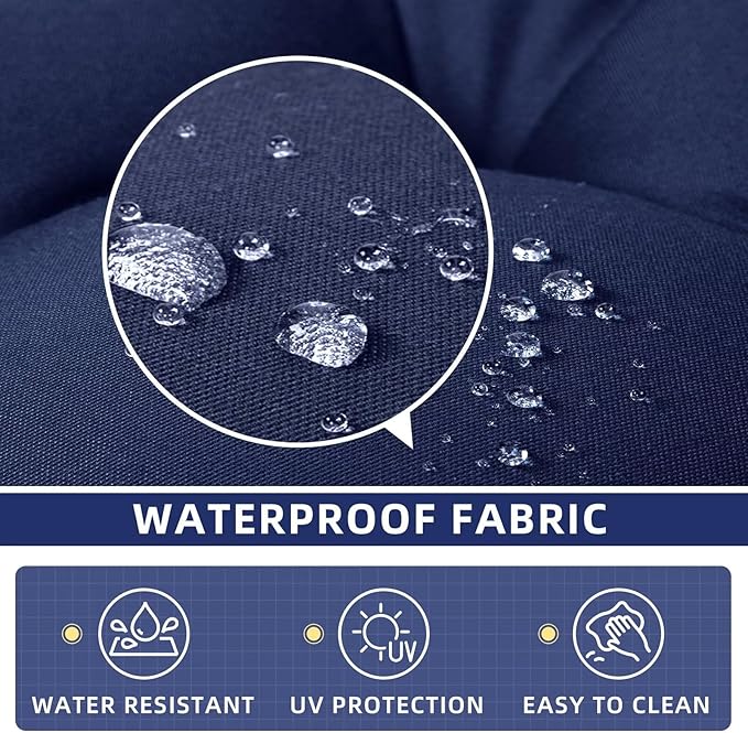 1 Pack Outdoor Chair Cushion Set Rocking Chair Cushion with Ties Overstuffed Seat Back Cushion Pad for Outdoor Indoor Home Garden Chair Use Yellow