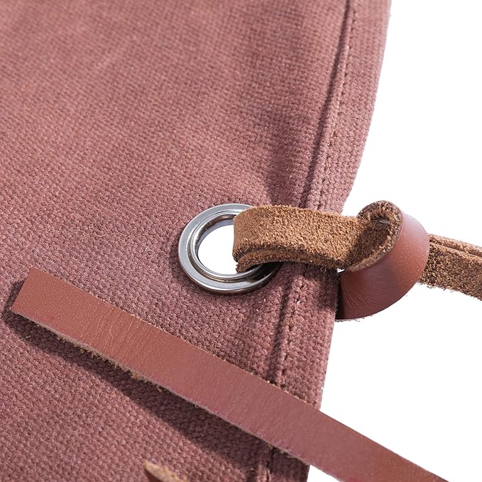 Tool Roll Up Bag with 10 Staggered Tool Pockets, Portable Carry Small Wrench Roll Up Pouch (Brown)