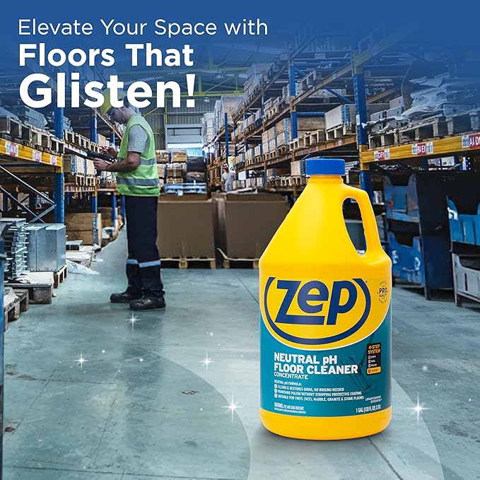 Zep Neutral PH Industrial Floor Cleaner - 1 Gallon - ZUNEUT128 - Concentrated Pro Trusted All-Purpose Floor Cleaner (Pack of 2)