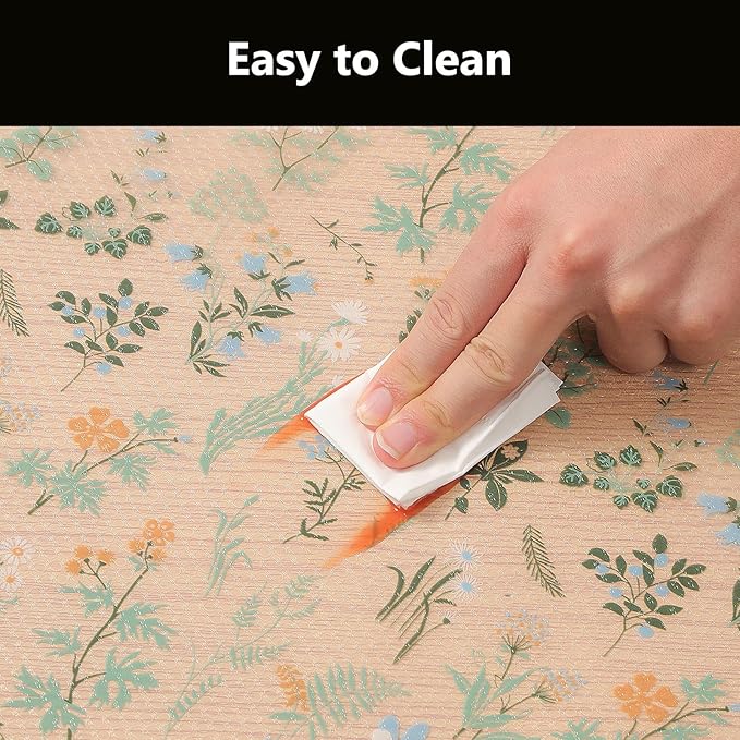 INNOLITES Shelf Liners for Kitchen Cabinets – Drawer Liner Waterproof & Oil-Proof, Non-Adhesive EVA with Floral Pattern – Durable Washable, Easy to Cut (Sage Green, 11.8" x 120")