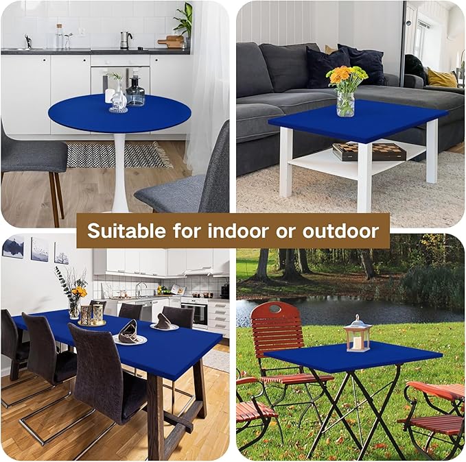 Round Fitted Table Cover Elastic Tablecloth 5ft Stretch Spandex Table Top Cover for Dining Kitchen Home Party Blue 60 Inch