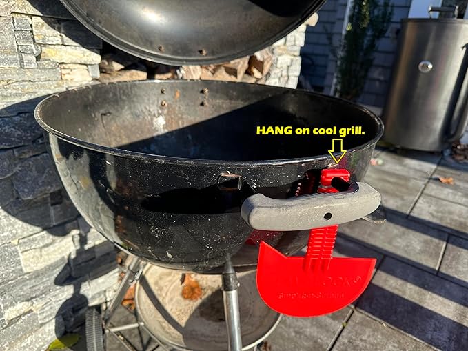 LavaLock Smok-n-Scrape Grill and Smoker Scraper, Residue Remover Cleaning Tool for Weber Kettle, Weber Smokey Mountain, UDS, WSM (Red Smoke-n-Scrape)