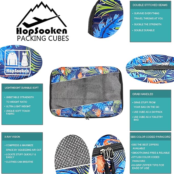 5 Set Packing Cubes for Travel Large Suitcase Luggage Organizer Bags Travel Accessories Vacation 4 Cubes 1 Laundry Pouch Bag