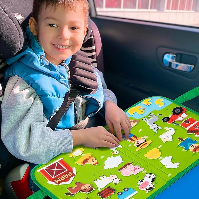 WATINC Travel Felt Board Story Set - 25PCS Portable Felt Board Educational Birthday Gift for Boys & Girls, Themed Storytelling Preschool Early Learning Interactive Play Kit for Toddlers (Farm Animals)