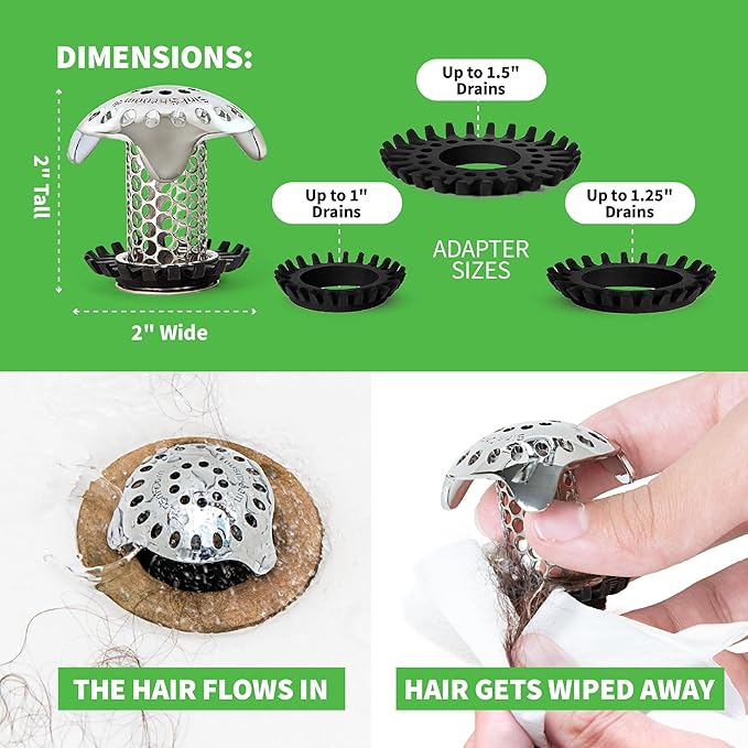 SinkShroom Ultra Revolutionary Bathroom Sink Drain Protector, Stainless Steel with Stopper