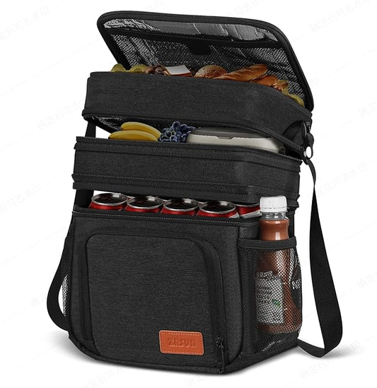 Insulated Lunch Bag for Women Men, Reusable 3 Layers Lunch Box Women, Expandable Reusable Water-resistant Lunch Box for Work Travel Office Picnic Hiking