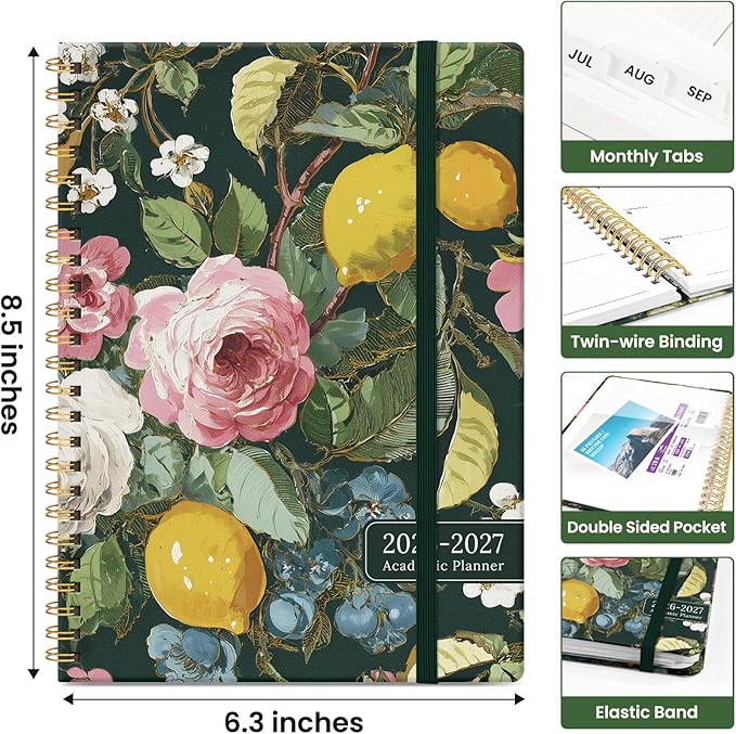 Planner 2026-2027, Academic Year Monthly and Weekly Calendar Planner, Jul 2026 - Jun 2027, Hardcover Teacher Student Planning Agenda book with Tabs, Perfect for School Office Supplies, 6.3" x 8.5" - Colorful Painting