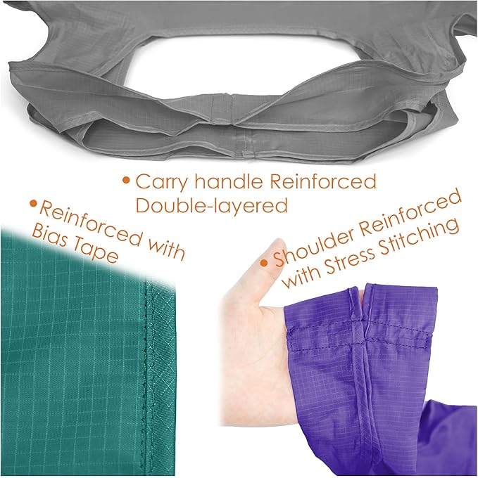 BeeGreen Colorful Reusable Grocery Bags 6 Pack, Heavy Duty Totes for Women, Foldable Large Shopping Totes with Handles for Work, Travel, Gift, Store, Polyester Washable Reusable Tote Bag