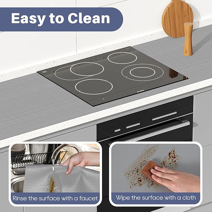 Drawer Liner, Shelf Liners for Kitchen Cabinet Waterproof & Oil-Proof Cupboard Liner Non-Slip Drawer Mat PVC Material Non Adhesive Kitchen Liner for Countertop Gray 23.6 x 157.4 Inches