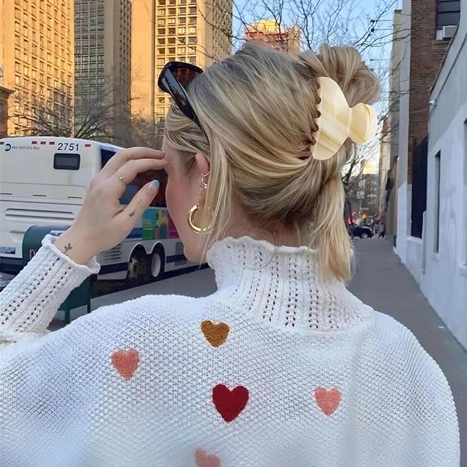 Womens Hair Clips Medium Claw Clips Tortoise Hair Jaw Clips Celluloid Hair Claw Clamps Acetate Hair Clip 3 Pack,Burgundy/Beige/Black