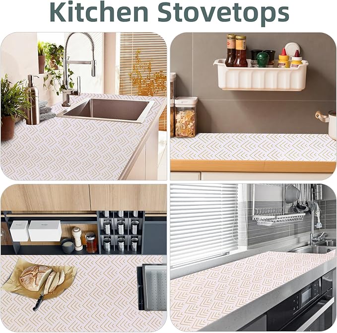 Shelf Liner for Kitchen Cabinets Non Adhesive Drawer Liner Non-Slip Thickened Shelf Liner Paper Strong Easy to Clean for Tool Box Refrigerator with Knife and Tape Measure, Gold Arrow, 11.8 x 354.3 in