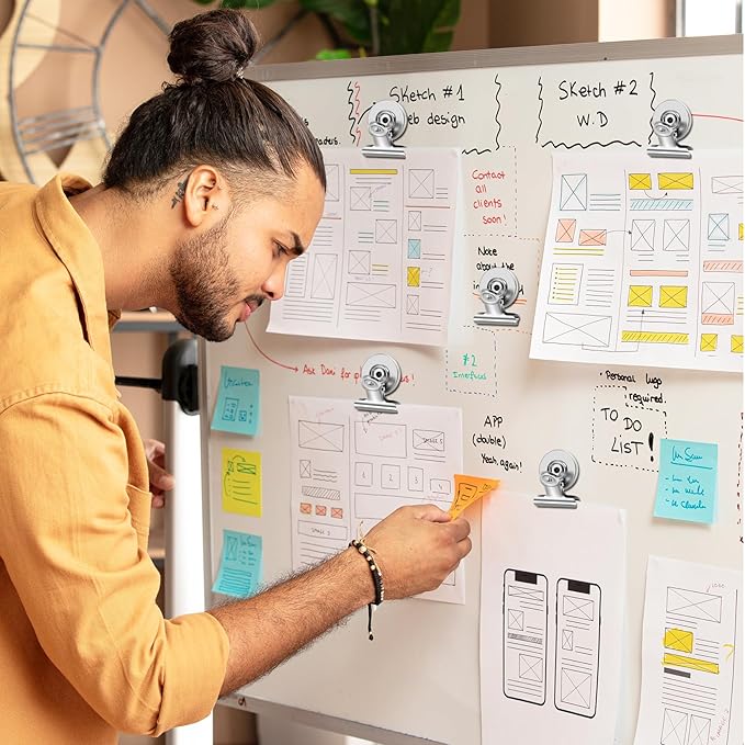 20 Pack Magnetic Clips Heavy Duty, Silver Magnet Clips for Fridge, Refrigerator Magnets, Strong Magnetic Clip, Scratch Free Magnets with Clip for Whiteboard, Refrigerator, Locker