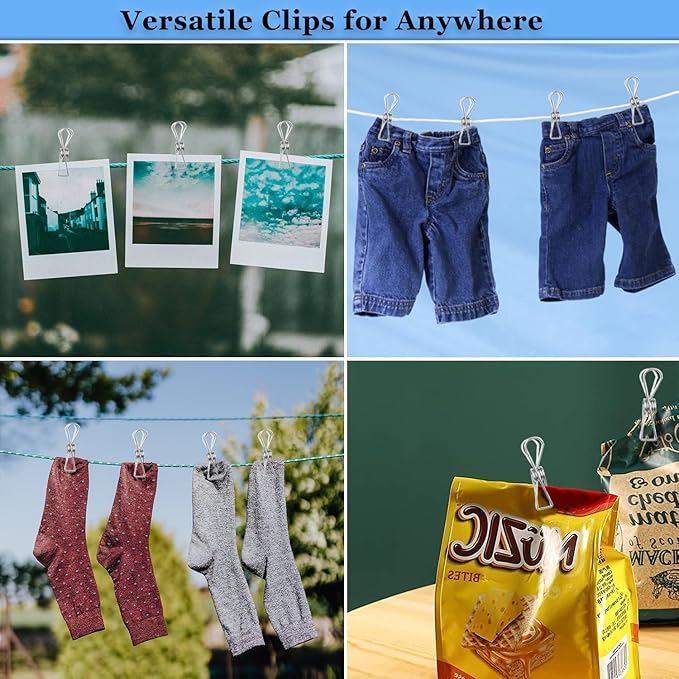 50 Pack Clothes Pins for Hanging Clothes, Stainless Steel ClothesPins Heavy Duty Outdoor Wire Clothes Pins Large Laundry Pins Metal Clips, 2.36inch/6cm
