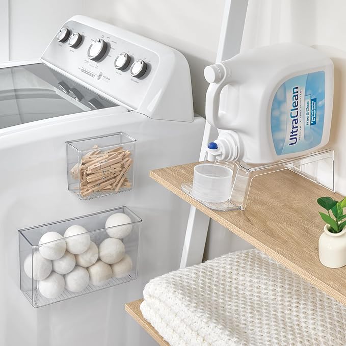 iDesign Laundry Detergent Holder, Liquid Detergent Stand for Laundry Room Organization, Clear