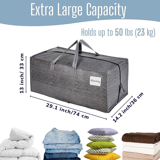 VENO 6 Pack Heavy Duty Moving Bags with Backpack Straps, Zippers & Handles, Extra Large Packing Bags for College Dorm Essentials, Moving Supplies Alternative to Cardboard Moving Boxes