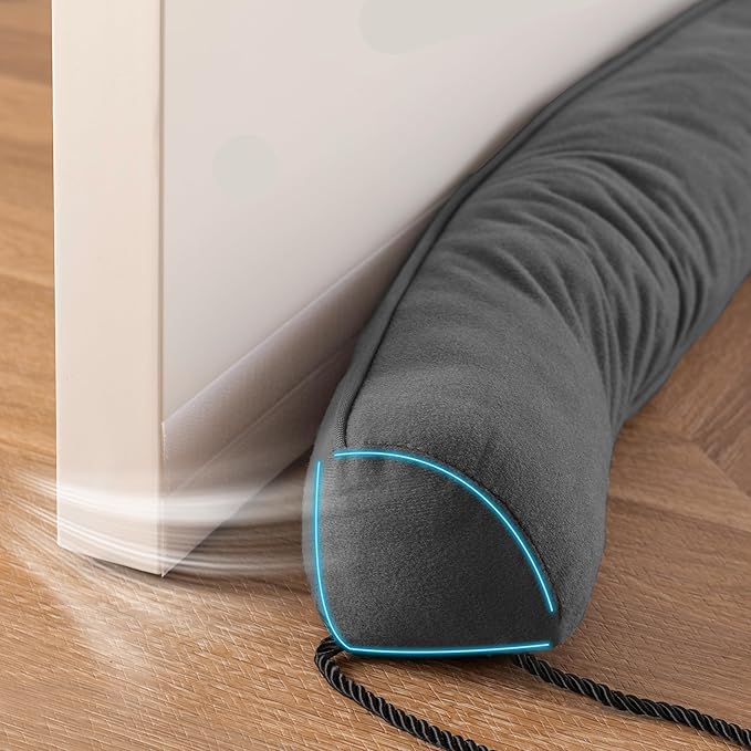 Sunolga 2-Pack 38" Door Draft Stopper Blocks Hot and Cold Air with Removable Washable Cover for Gaps Up to 3", All-Season Seal for Noise, Wind, Door Sweep for Bottom of Door, Home Essentials, Gray