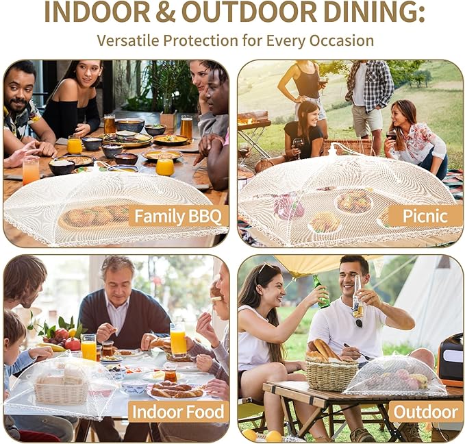 Food Covers Set, Food Tents for Outside, 1 Extra Large (40 x 23.6in) + 6 Large (17 x 17in) Mesh Food Covers for Outdoors, Screen Tent Nets for Party,Picnics,BBQ,Fruit Cover