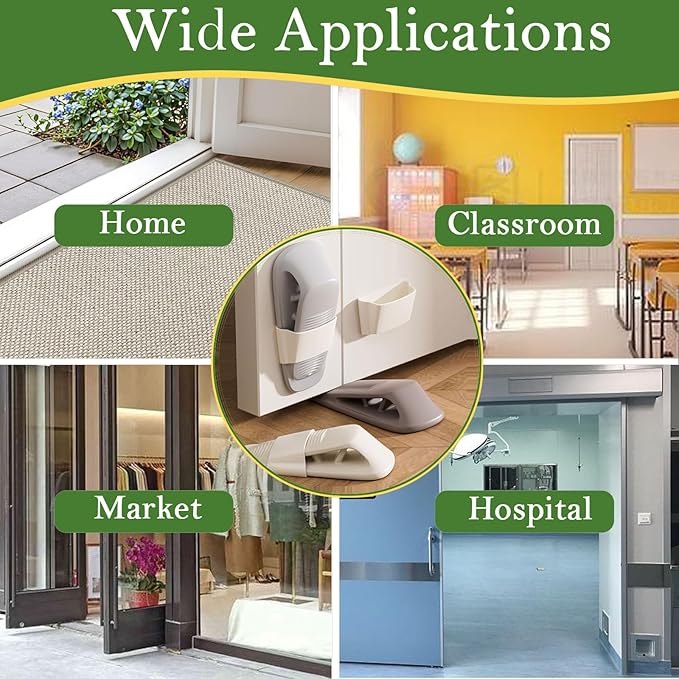 Fursafe&Q Rubber Door Stoppers for Bottom of Door, Door Stop Wedge with Holder, Heavy Duty Doorstops 2 Pack, Wall Protector for Home & Office & School & Commercial Doorstop Keep Open Stack White