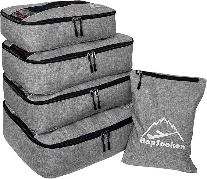 5 Set Packing Cubes for Travel Large Suitcase Luggage Organizer Bags Travel Accessories Vacation 4 Cubes 1 Laundry Pouch Bag