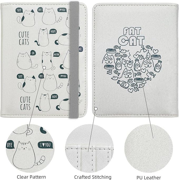 WALNEW Passport Holder for Travel, RFID Passport Cover Wallet for Women Men, PU Leather Passport Book Card Holder Case with Pen, Travelling Essentials for Flying