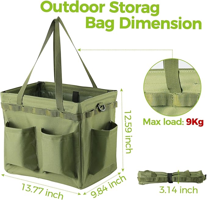 Car Trunk Organizer Multifunctional Storage Toolbox Carry Griddle,Large Grill Utensils Accessory Grilling Tools Basket Carrying Caddy Tool Tote Bag Storage Box Camp Cooking bbq Outdoor(Green)