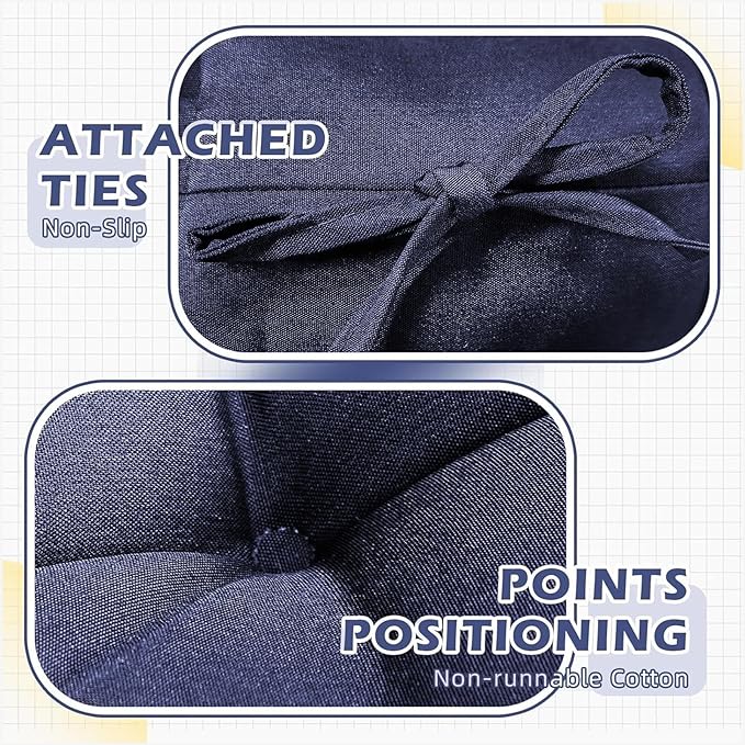 1 Pack Outdoor Chair Cushion Set Rocking Chair Cushion with Ties Overstuffed Seat Back Cushion Pad for Outdoor Indoor Home Garden Chair Use Yellow