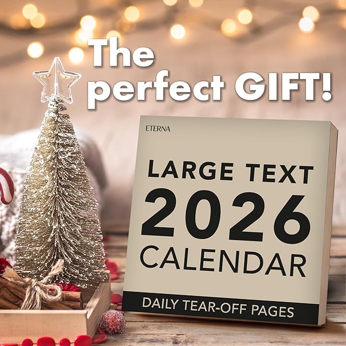 2026 Large Text Daily Calendar | Today Is Box Calendar with Big Dates For Easy Reading, Great for Home or Office, Calendar Gift For Her or Him. Hanging Wall Calendar for Work