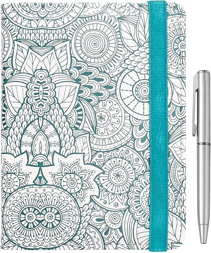 WALNEW Passport Holder for Travel, RFID Passport Cover Wallet for Women Men, PU Leather Passport Book Card Holder Case with Pen (Elastic Band Closure, D-Green Petals)