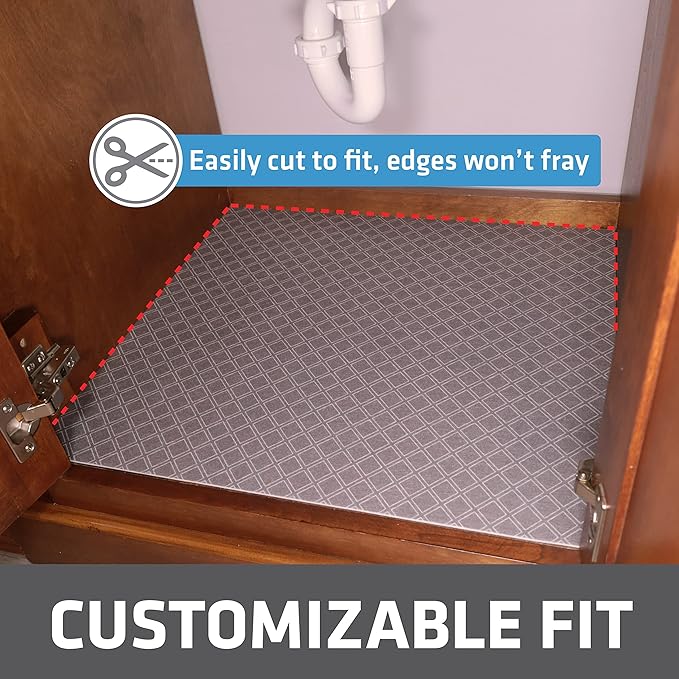 Drymate Premium XL Under Sink Mat, Waterproof Cabinet Protection Mats for Kitchen & Bathroom, Absorbent Shelf Liners, Slip-Resistant, Non-Adhesive, Machine Washable (USA Made)(24”x59”)(Taupe)