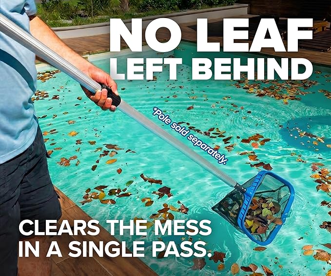 Pool Skimmer Net for Leaves - Leaf Rake for Pool Cleaning // Swimming Pool Leaf Net - Heavy Duty, Reinforced Frame, Large Capacity Pool Rake // The Ultimate Pool Rake for Pools (Pole Sold Separately)