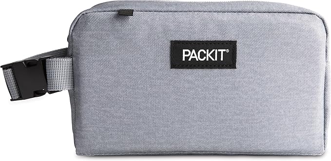 PackIt Freezable Snack Box, Gray Fog, Built with EcoFreeze Technology, Collapsible, Reusable, Zip Closure with Buckle Handle, Designed For Work Snacks, Fresh Snacks On the Go, Adults, and All Ages