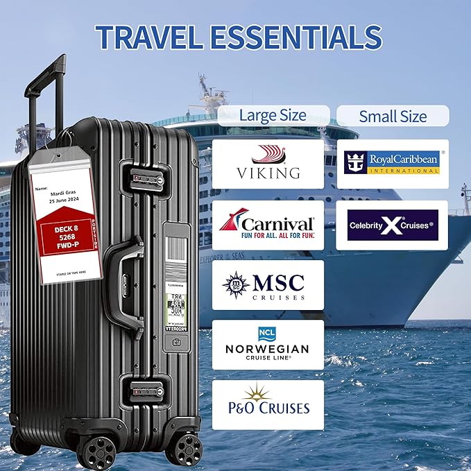 40 Pack Luggage Tags Travel Essentials & Cruise Essentials for NCL, Princess, Carnival, Royal Caribbean & Celebrity Cruise Ships by SEAVILIA
