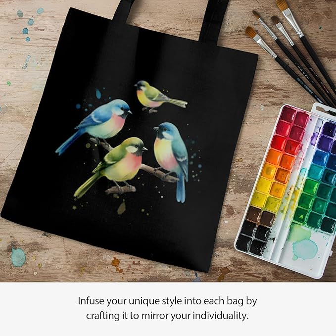 1 Pack Premium Canvas Reusable Tote Gift Bags,Made of Natural Canvas with Handle,Work,DIY,Shopping(Black*1)