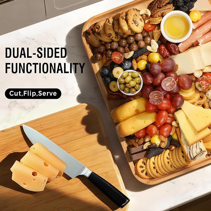Renmxj Carbonized Charcuterie Board with Clear Lid, Portable Cheese Board Charcuterie Boxes Cutting Boards for Kitchen, House Warming Gifts New Home, Gifts for Women (Carbonized Bamboo, 1 Compartment)