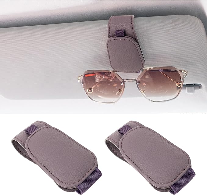 Yuoyar 2 Packs Magnetic Sunglass Holder for Car Visor - Universal Sunglasses Clip for Different Size Eyeglasses - Convenient Interior Car Accessories (Purple)