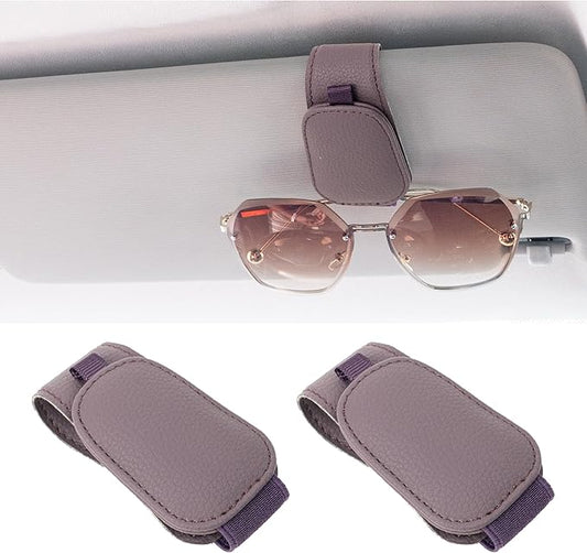 Yuoyar 2 Packs Magnetic Sunglass Holder for Car Visor - Universal Sunglasses Clip for Different Size Eyeglasses - Convenient Interior Car Accessories (Purple)