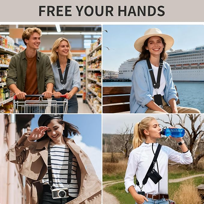 PUGPIU 2 Pack Clip and Go Strap for Phone with Wallet Crossbody - Phone Strap Crossbody with Zippered Pouch, Multifuctional Adjustable Cell Phone Lanyard for Going out