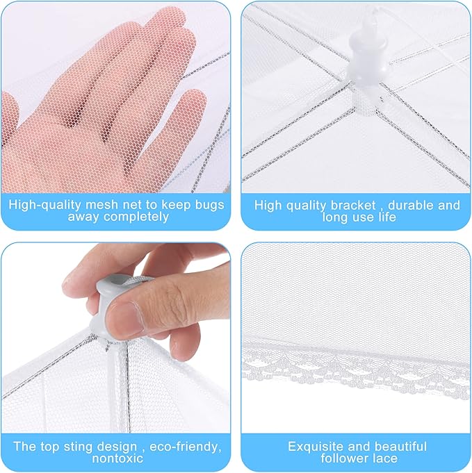 10 PACK Mesh Food Covers for Outside, Food Covers Outdoors Pop-up Food Tents 2 Extra Large (40"x24") & 8 Large (17"x17") for Picnic, Camping Supplies