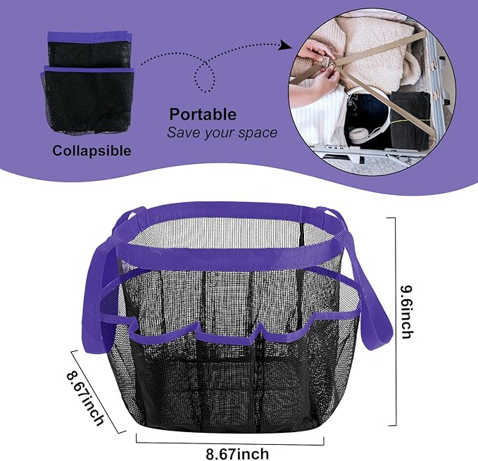 Attmu Mesh Shower Caddy Portable, Quick Dry Hanging Shower Tote Bag for College Dorm Room Essentials, Large Capacity Shower Caddy Dorm for Bathroom Gym Swimming