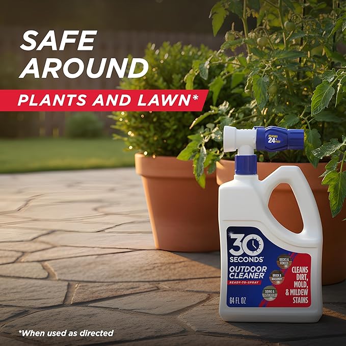 30 SECONDS Outdoor Cleaner 2 Pack with Hose End Sprayer - Cleans Stains from Algae, Mold and Mildew on Vinyl Siding, Deck, Patio, Brick and More