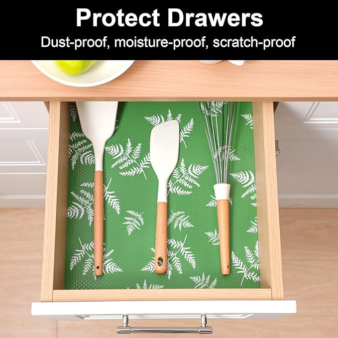 Cooyes Shelf Liners for Kitchen Cabinets Refrigerator Liners Waterproof & Oil-Proof Kitchen Cupboard Liner Drawer Mats EVA Material Non Adhesive Fridge Liner for Shelves（11.8" W x 236" L）