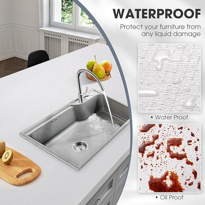 Drawer and Shelf Liner, Non-Slip Kitchen Cabinet Liners Non-Adhesive Thick Strong Grip Waterproof Washable Mats Protect Dresser Shelves Cupboard Bathroom Cabinets, White, 24 in X 20 FT