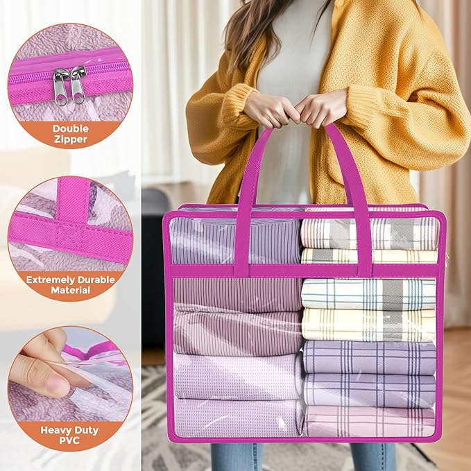 Budding Joy Clear Zippered Storage Bags for Clothes, 40L Closet Organizers and Storage Containers, Vinyl Moving Bag for Bedding, Linen, Blankets, Comforters, Clothing & Toys