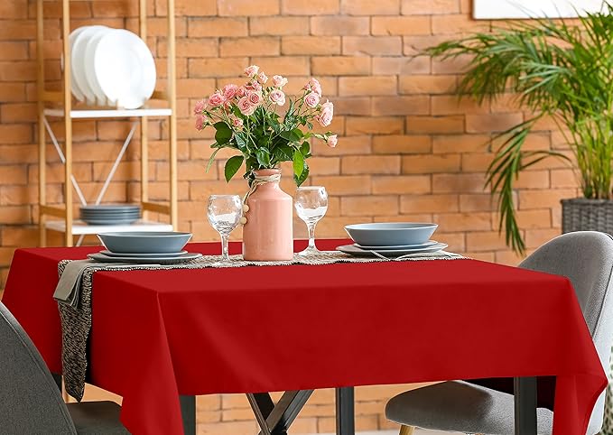 Utopia Kitchen Square Table Cloth 2 Pack (54x54 Inches, Red), Tablecloth Machine Washable, Polyester Table Cover for Dining, Buffet Parties, Picnics, Events, Weddings and Restaurants