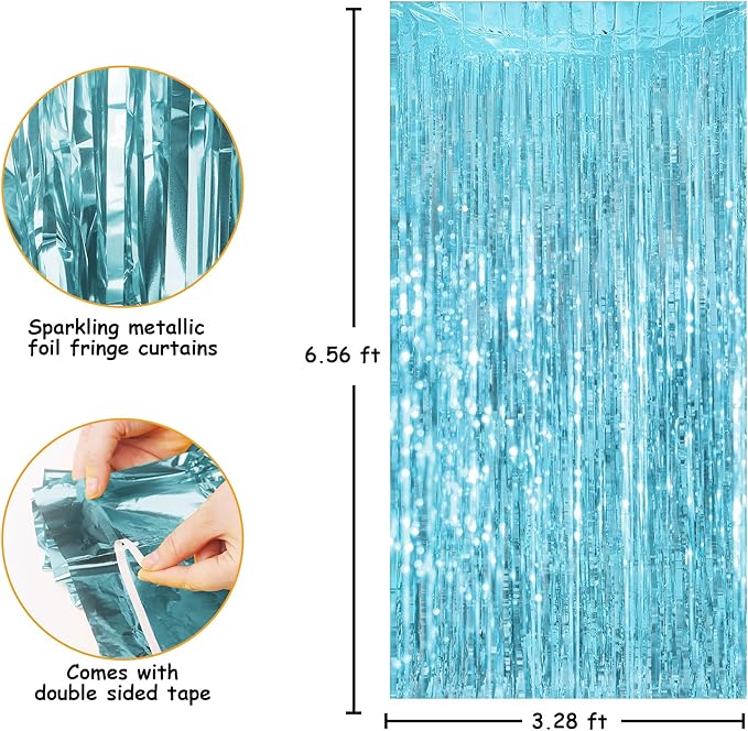 Streamer Party Decorations - 3.28 ft x 6.56 ft Metallic Foil Fringe Curtains Party Streamer Photo Backdrop for Birthday, Wedding, Baby Shower & Holiday Decor