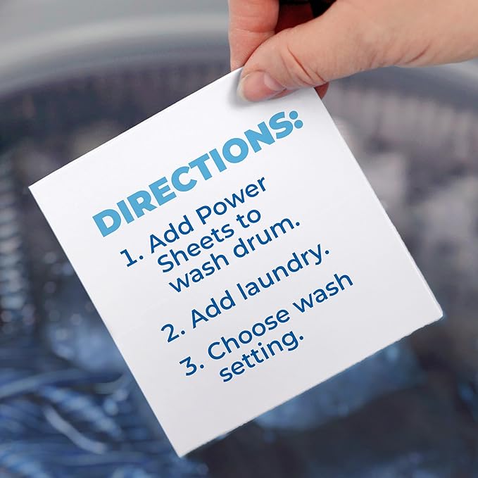 ARM & HAMMER Power Sheets Laundry Detergent, Fragrance Free, No Dyes or Perfumes, Lightweight and Travel-Friendly, 50 Count, Up to 100 Small Loads