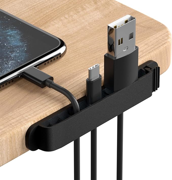 pzoz Cable Clips, 3 Pack Cord Organizer Charger Cable Management for Organizing Home Office Desk Phone Car Wire, Self Adhesive Cord Holders (Black)