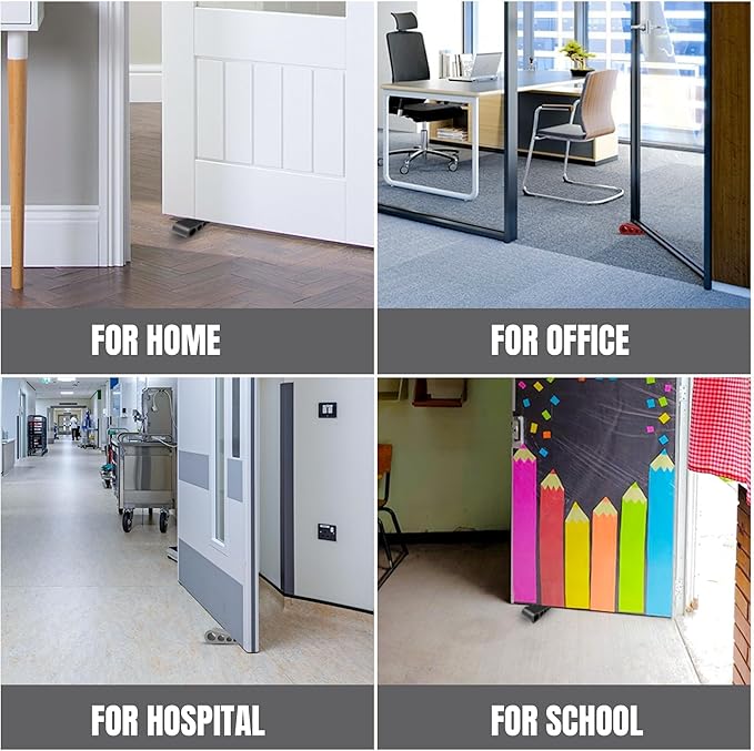 Door Stoppers for Bottom of Door Premium Floor Rubber Door Stop Wedge Made in USA Heavy Duty Honeycomb Design for Carpet, Tile, Ideal for Home, School, Commercial,Grey