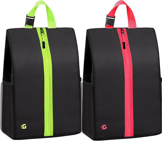 Smell Proof Shoe Bags for Travel-Soccer Cleat Bag Smell Proof with Active Carbon Fabric | Odor-Absorbing Water-Resistant Track Shoe bags for Sports (Black&Pink, UP TO US11)